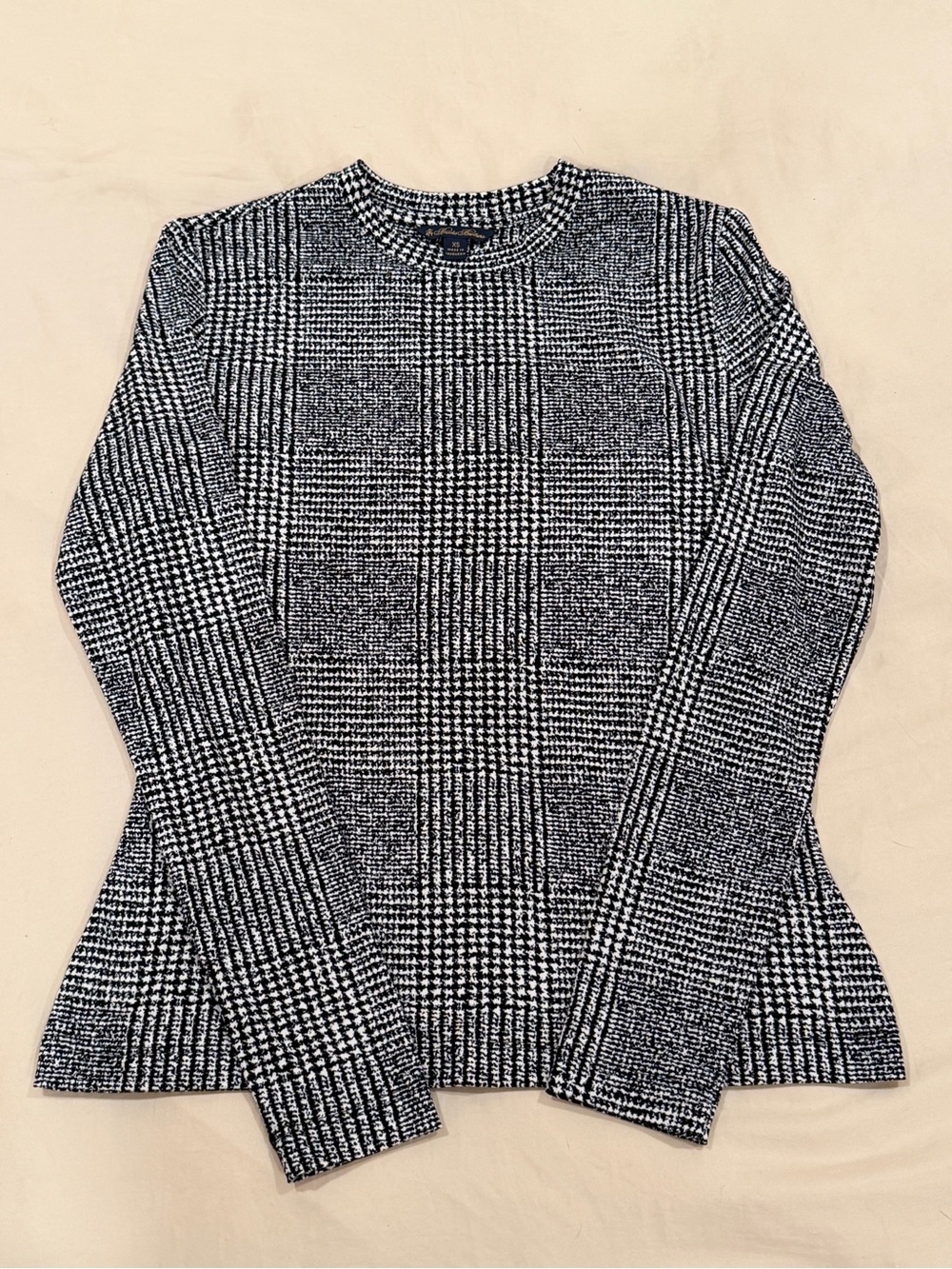 Brooks Brothers Black and White Houndstooth Knit Top